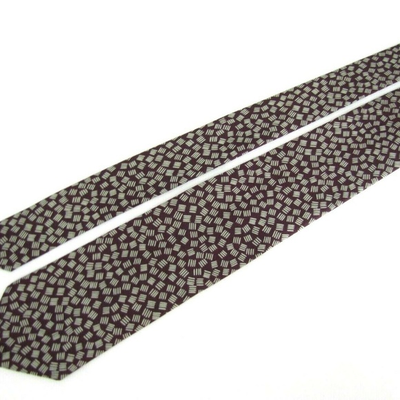 CHARVET  PLACE Tie Burgundy Wine Red Dashes - Picture 7 of 7